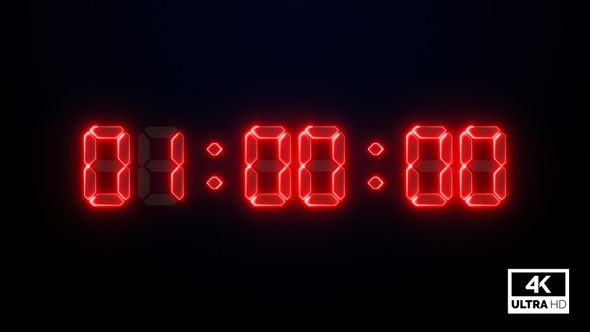 One Minute Neon Digital Negative Countdown 60 Second V3