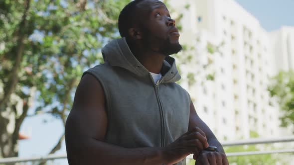 Man exercising in an urban setting