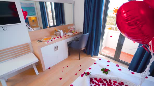 Hotel room concept for honeymoon. alt