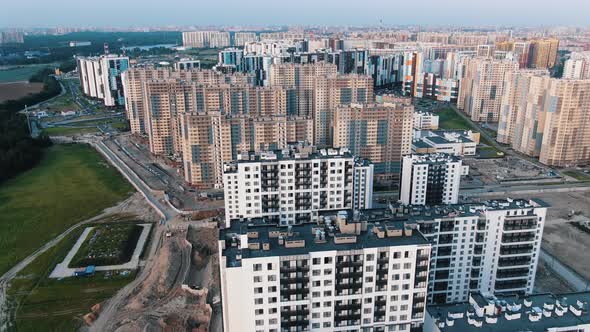 Blocks of Apartment Buildings in City Bird Eye View