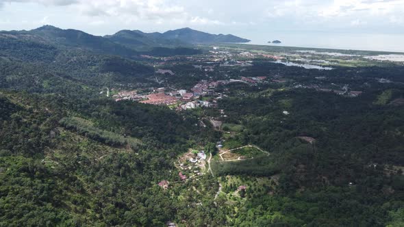 Aerial view cloudy day over Balik Pulau hill