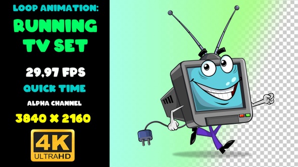 Running cartoon TV set  alt