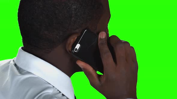 Phone Talk on Green Background.
