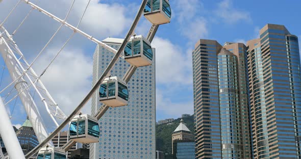 Hong Kong ferris wheel and office tower