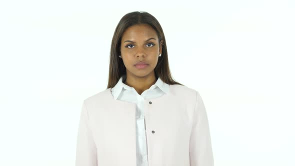 Portrait of Afro-American Woman, White Background