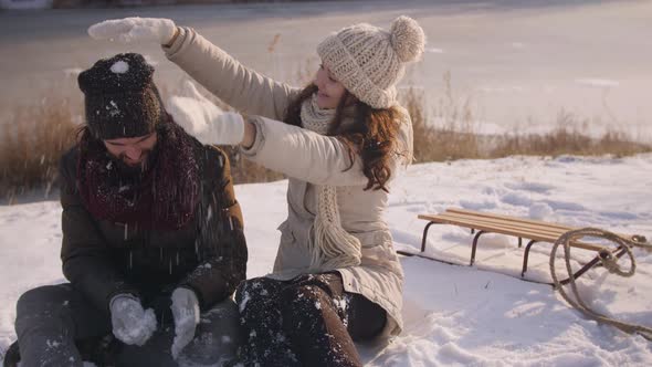 Couple Having Fun in Winter Outdoors