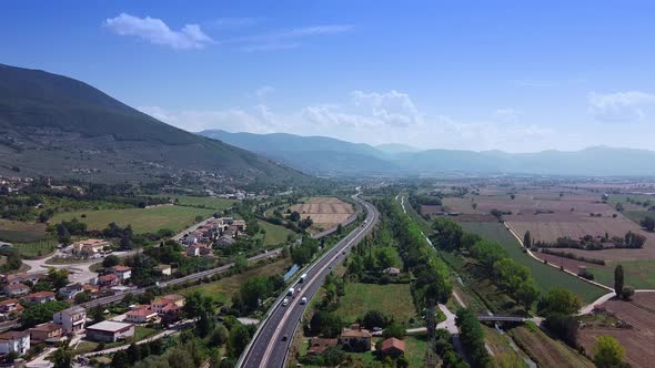 Aerial Drone Flight of Wide Territory with City Infrastructure