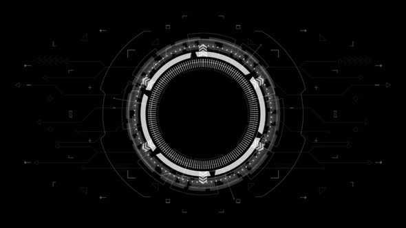White circle rotation with HUD UI technology interface abstract background alpha channel included