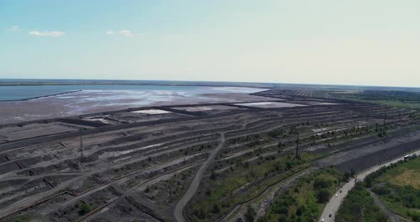 Tailing Dump in Industrial City Aerial Panorama View