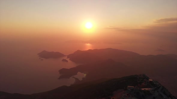 Sunset That Can Be Seen From the High Mountain BABADAG Located Near the City of Oludeniz Fethiye