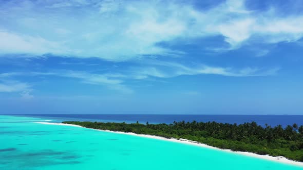 Aerial texture of marine resort beach vacation by blue water and white sand background of a dayout n