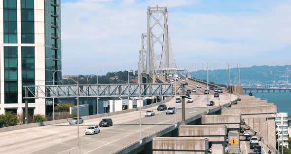 Road Traffic on Bay Bridge. San Francisco.