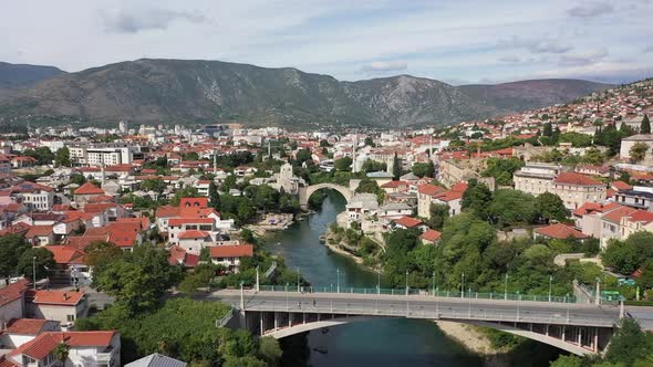 Aerial View on the Mostar Old Town