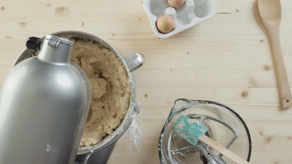 Step by step. Preparing sugar cookie dough for holiday baking season.