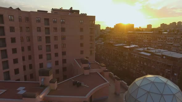 View of Contrast Between Modern and Soviet Buildings, Densely Built-Up Area