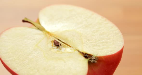 Sliced of apple on the table 