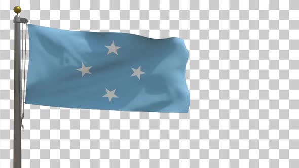 Micronesia Flag on Flagpole with Alpha Channel - 4K