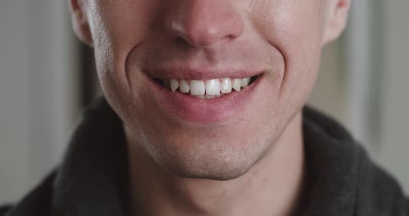 Close Up Male Mouth of Smiling with Teeth