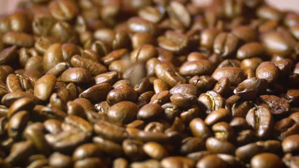 Coffee pours from above, slow motion