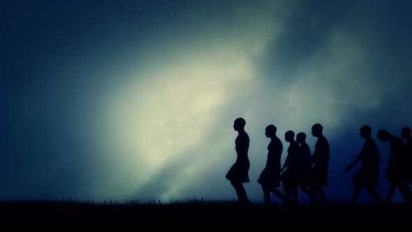 Group Of Men Migrating In Ancient Civilization