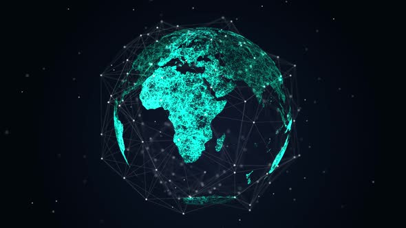 3D Dot earth map world Connection rotation  sci-fi technology.