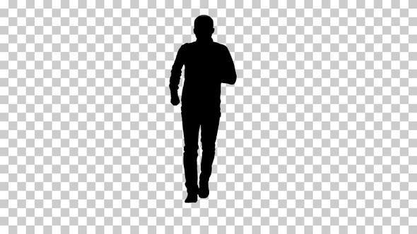 Silhouette  man running , Alpha Channel