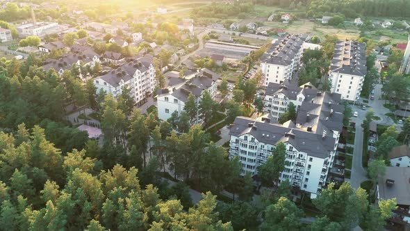 Aerial View of a Residential Area in the Forest