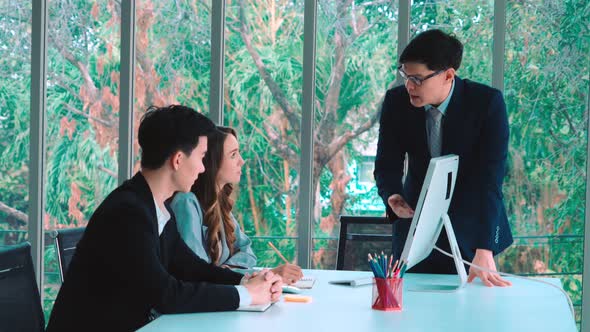 Angry Business Person Dispute Work Problem in Group Meeting