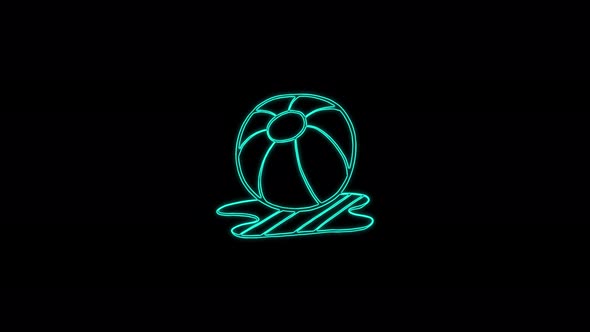 Ball icon for game animation lines on a black background. 4K video seamless neon line animation
