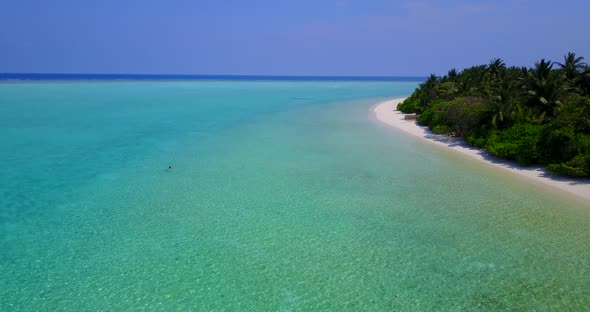 Luxury Above Tourism Shot of A Paradise Sunny White Sand Beach and Aqua Blue Ocean Background