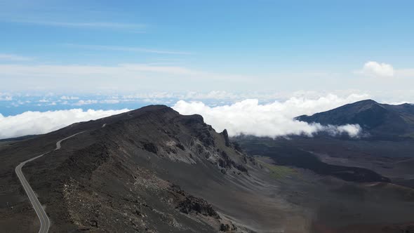 Crater on Beautiful Haleakala Volcano on Hawaii Island of Maui, Aerial