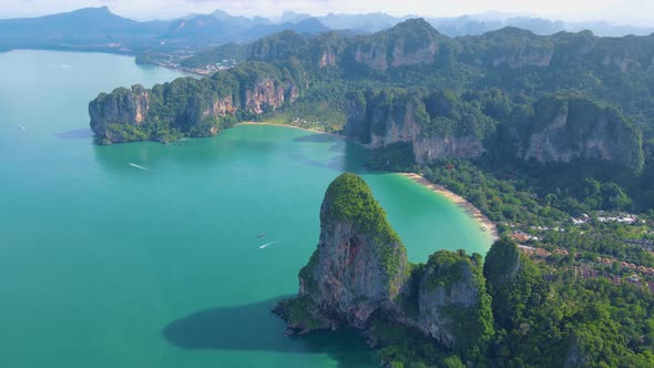 Railay Beach Krabi Thailand Tropical Beach of Railay Krabi Panoramic View of Idyllic Railay Beach in