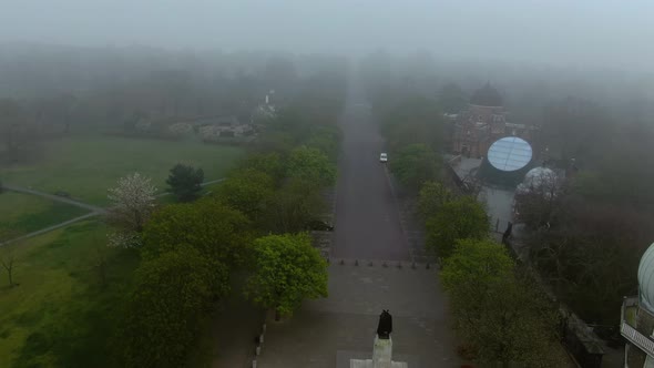 Aerial shot of the Beautiful Statue in the park