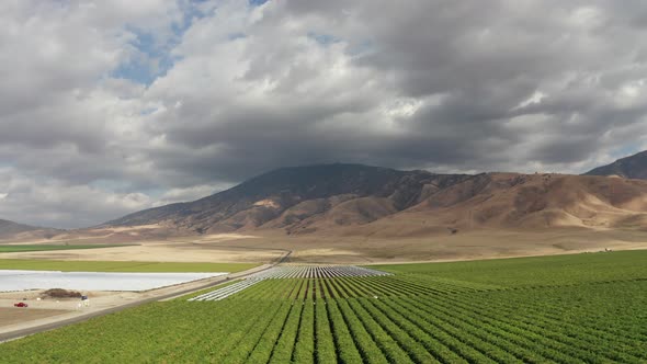 Farm Land with clouds aerial view