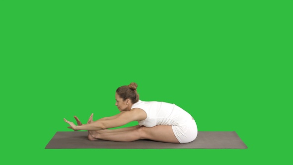 Young sporty attractive woman practicing yoga doing Seated