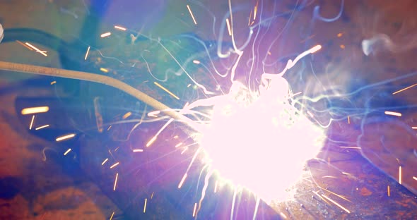 4K - Arc welding. Close-up