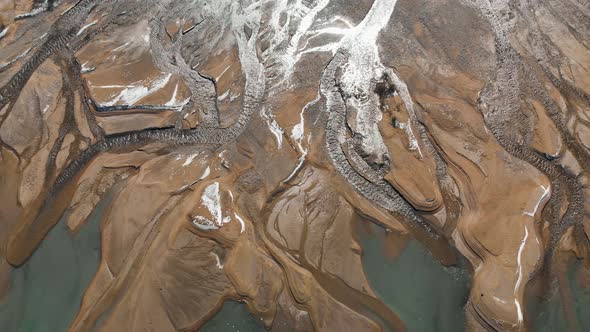 Aerial Top View of Mountain Landscape of the River and Lake