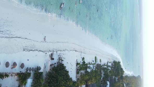 Vertical Video of the Ocean Near the Coast of Zanzibar Tanzania Aerial View