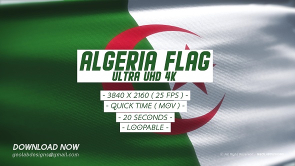 Algeria Flag - Ultra UHD 4K Loopable