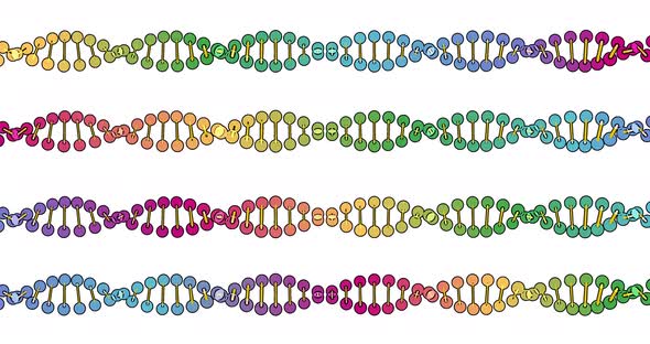 Color Visualization of DNA Analysis Isolated on White Background 3d Rotation Animation for Montage