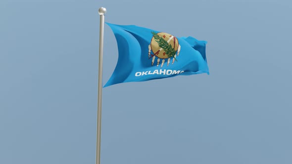 Oklahoma flag on flagpole.