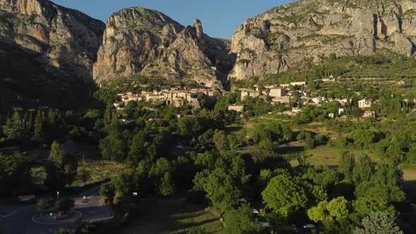 Moustiers Sainte Marie Aerial View of Town in Provence, France