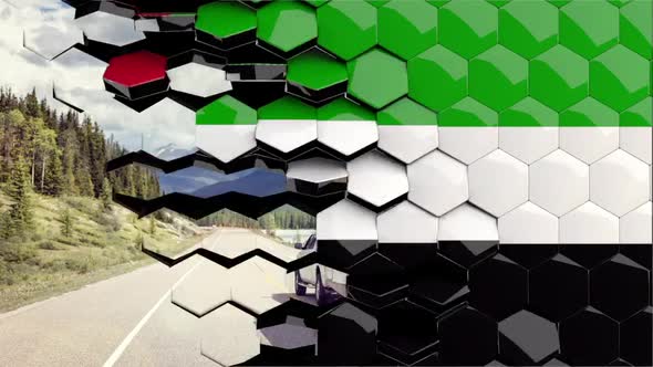 UAE / United Arab Emirates Flag Hexagon Transition - 4K Resolution