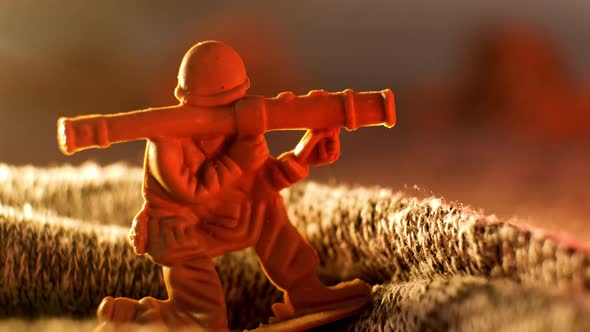 A Toy Soldier with a Grenade Launcher on an Imaginary Battlefield