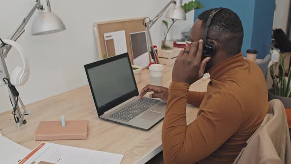 African-American Call Center Operator at Work