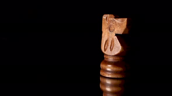 Slide shot of brown horse chess figure.