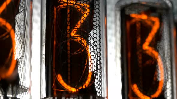 Random Numbers Change on the Counters, on Gas Discharge Indicator, Nixie Tube