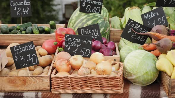 Fresh Vegetables and Fruits Set at Farmer's Market