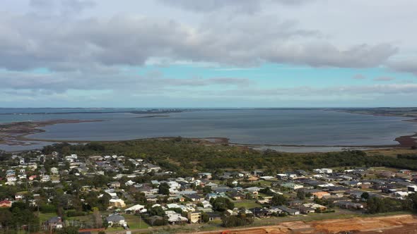 AERIAL Over Edwards Point Wildlife Reserve, St Leonards, Victoria Australia