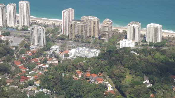 Rio de janeiro coastline with modern buildings condos. Panning left view